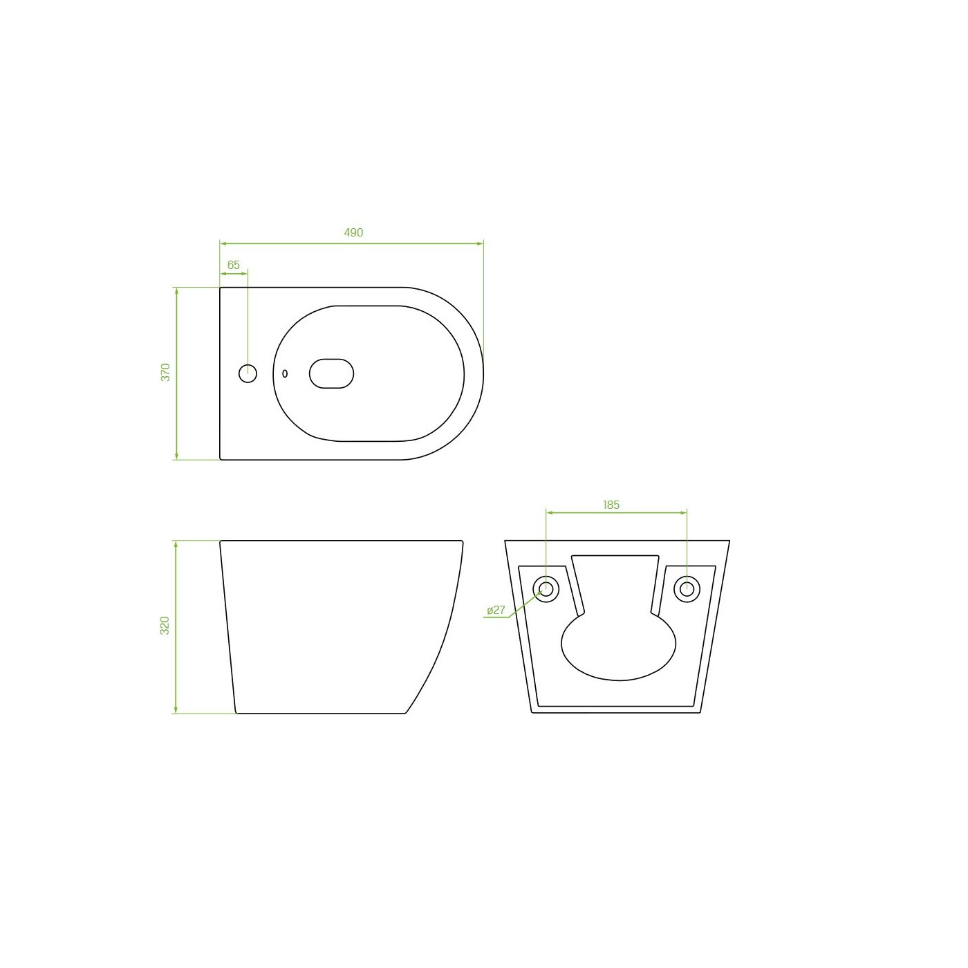 Bidet Wiszący z Otworem na Baterię Ukryte Mocowanie Bidet Wiszący z Otworem na Baterię Ukryte Mocowanie