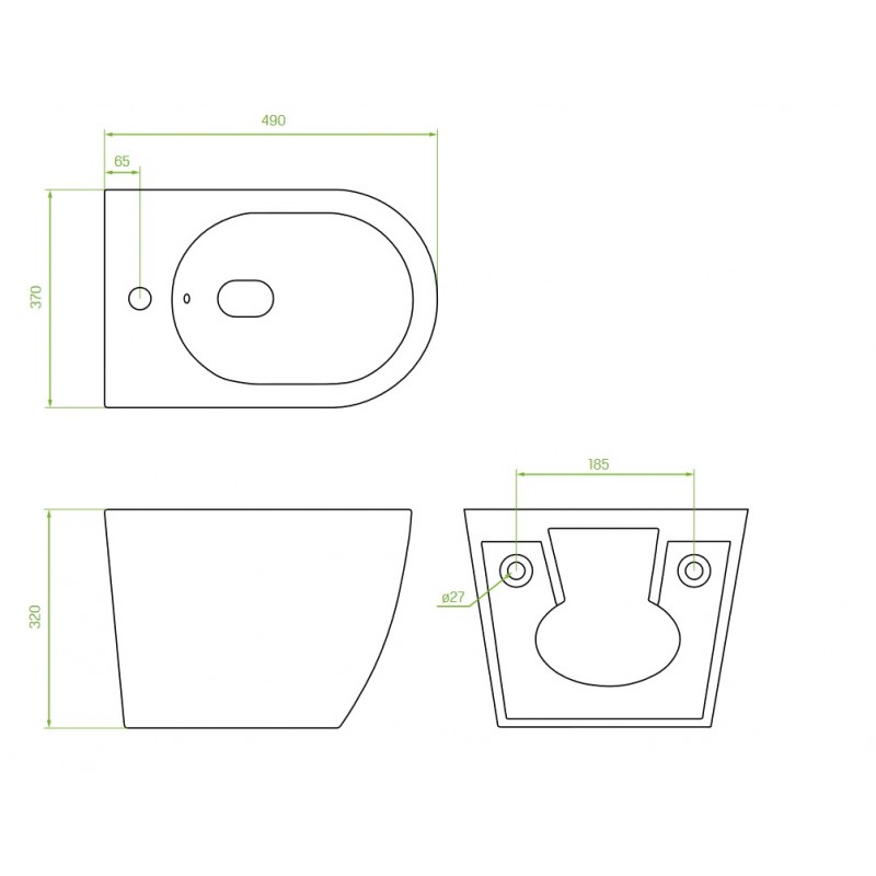 Bidet Wiszący z Otworem na Baterię Ukryte Mocowanie Bidet Wiszący z Otworem na Baterię Ukryte Mocowanie