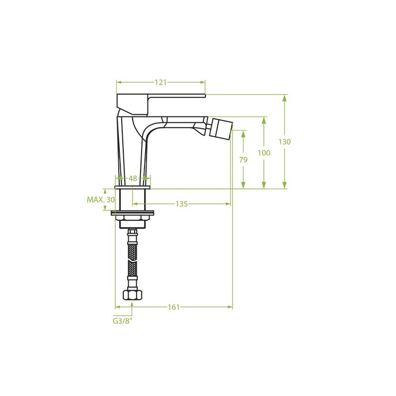 Bateria Bidetowa Stojąca z Korkiem Chrom REVELO Bateria Bidetowa Stojąca z Korkiem Chrom REVELO