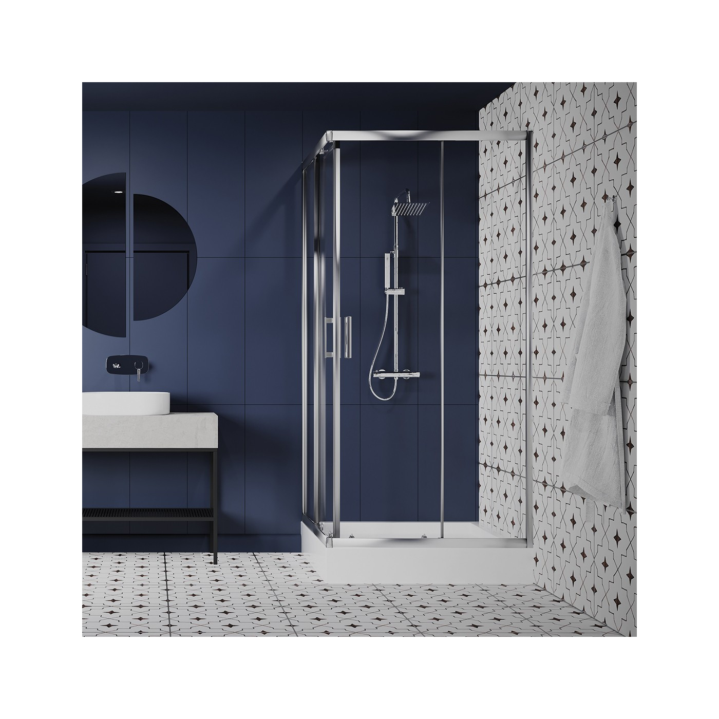 Kolumna Natryskowa z Baterią Termostatyczną POLA Chrom Deszczownia Słuchawka Kolumna Natryskowa z Baterią Termostatyczną POLA Chrom Deszczownia Słuchawka