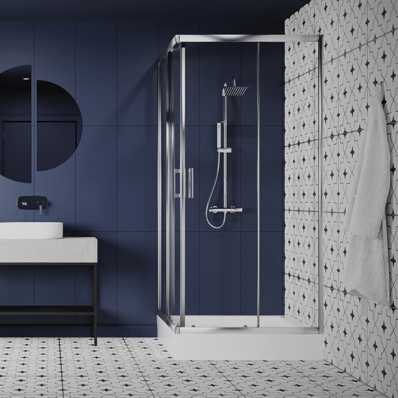 Kolumna Natryskowa z Baterią Termostatyczną POLA Chrom Deszczownia Słuchawka Kolumna Natryskowa z Baterią Termostatyczną POLA Chrom Deszczownia Słuchawka