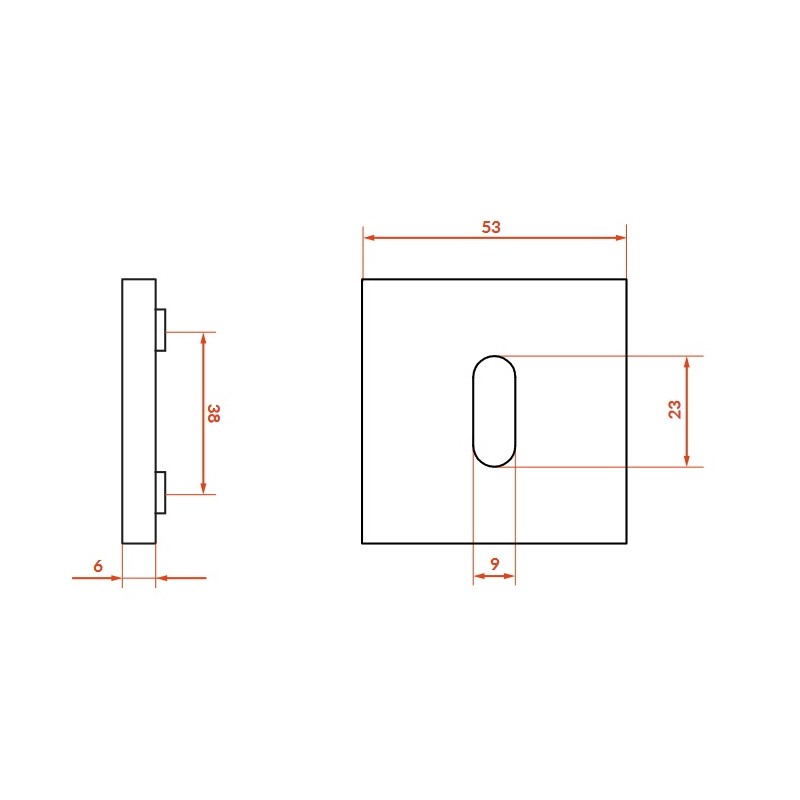 Rozety Kwadratowe Klucz Szyldy do Klamki Wewnętrznej Chrom