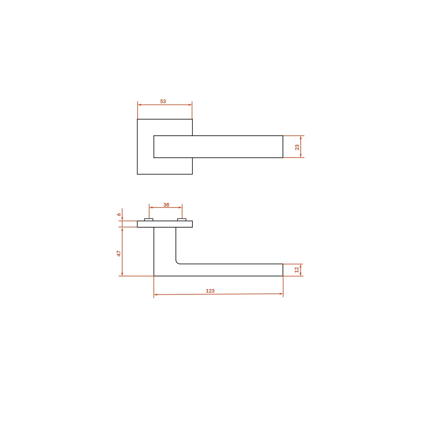 Klamka do Drzwi Wewnętrznych Czarna KVADRATO