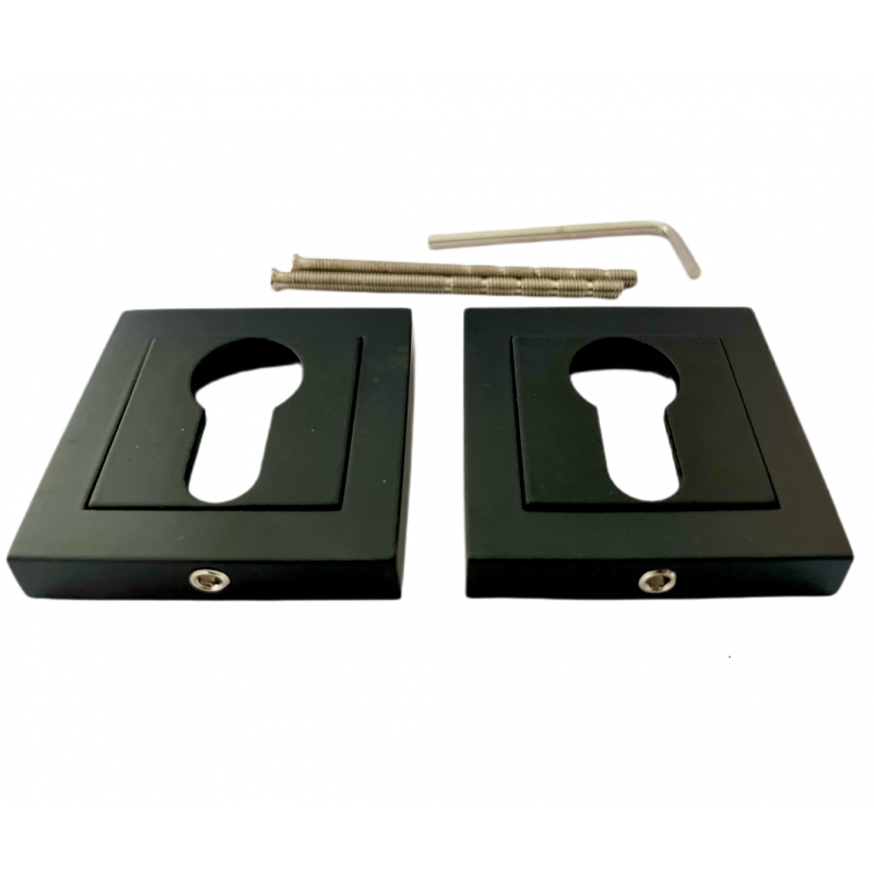 Klamka Czarna Matowa do Drzwi Wewnętrznych Wkładka Zestaw z Rozetami KANT