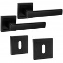 Klamka Czarna Matowa do Drzwi Wewnętrznych Klucz Zestaw z Rozetami KANT