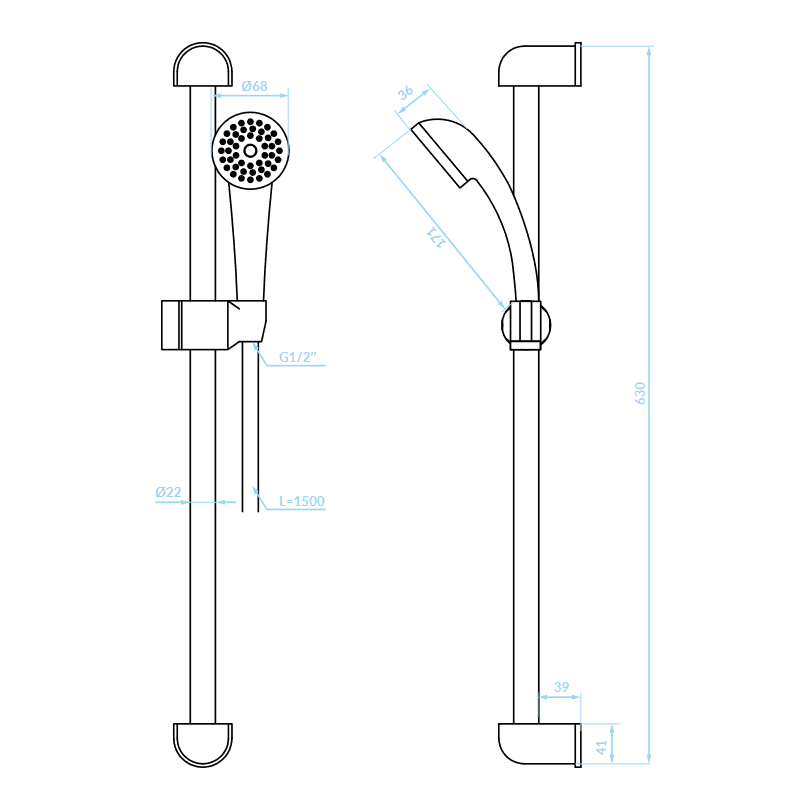 Zestaw Prysznicowy na Drążku, Zestaw Natryskowy, Natynkowy Attila Zestaw Prysznicowy na Drążku, Zestaw Natryskowy, Natynkowy Attila