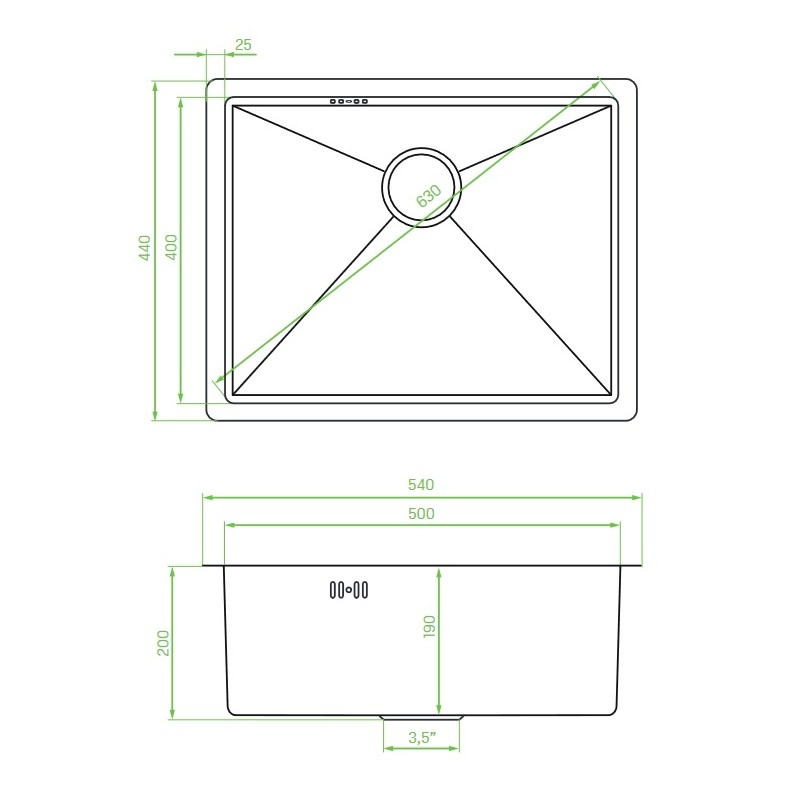 Zlew Zlewozmywak Jednokomorowy Stalowy z Syfonem Grafit Marmara