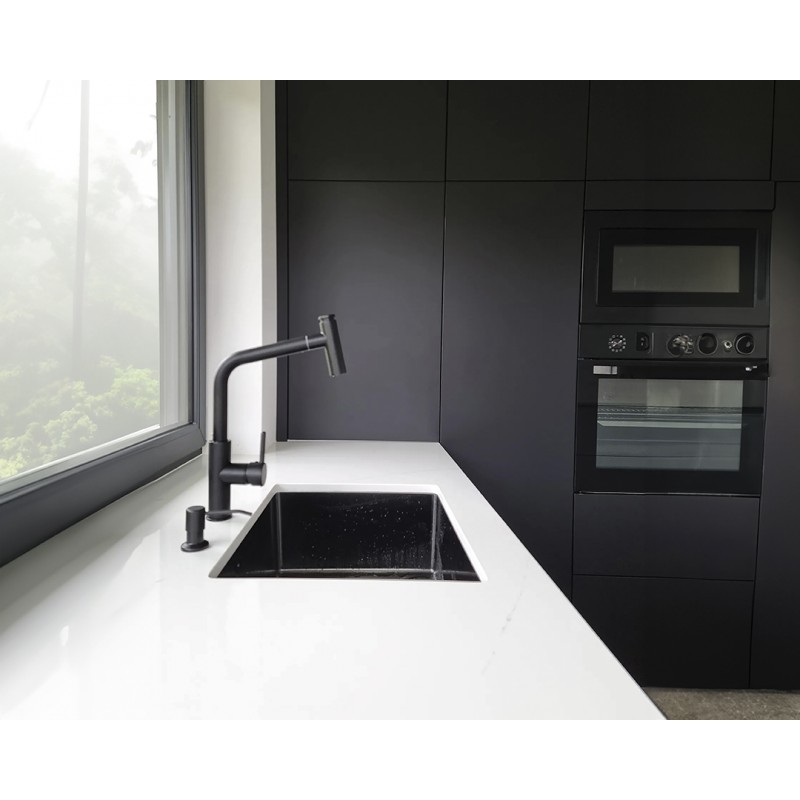 Zlew Zlewozmywak Jednokomorowy Stalowy z Syfonem Grafit Marmara