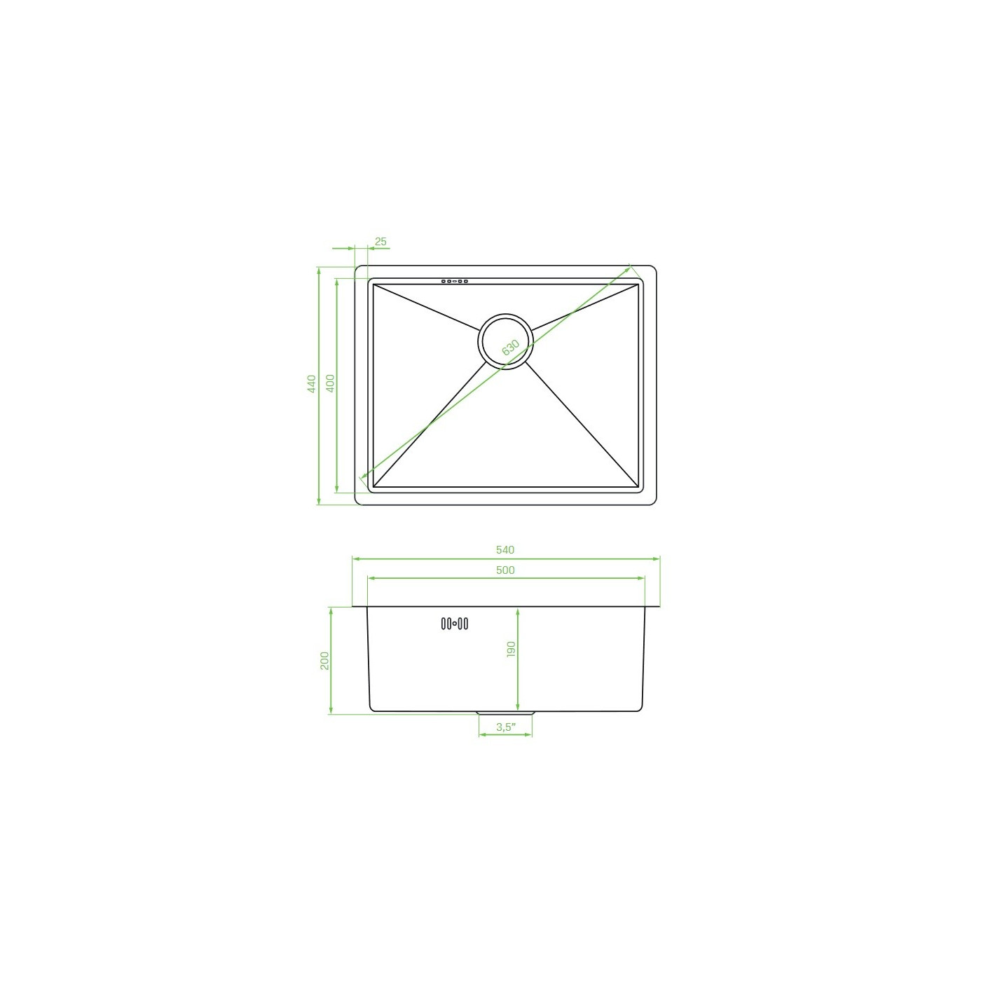 Zlew Zlewozmywak Jednokomorowy Stalowy Złoty z Syfonem Marmara