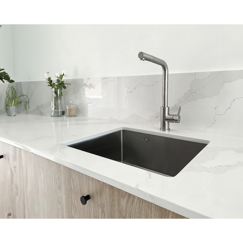 Zlew Zlewozmywak Jednokomorowy Stalowy z Syfonem Inox Marmara