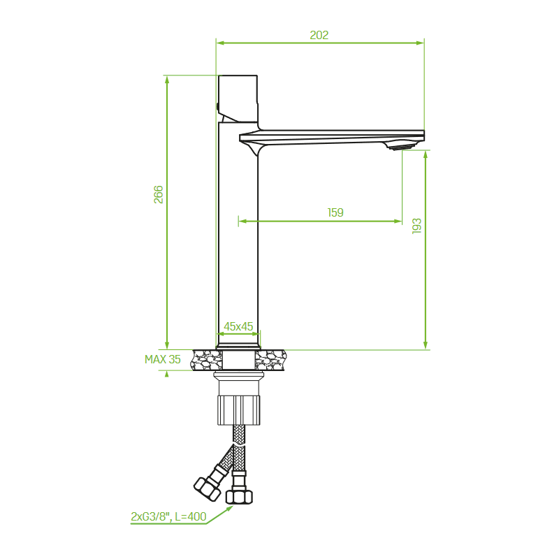 Bateria Umywalkowa Stojąca Nablatowa z Korkiem Czarna Tores