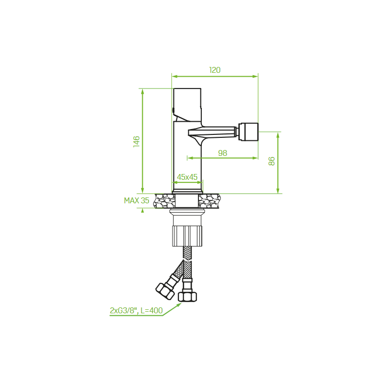 Bateria Bidetowa Stojąca z Korkiem Złota Tores Bateria Bidetowa Stojąca z Korkiem Złota Tores
