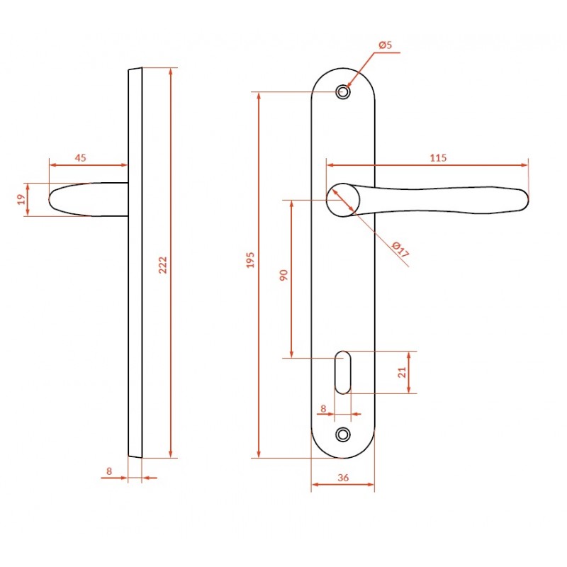 Klamka do Drzwi Wewnętrznych Klamka Wewnętrzna Klucz Satyna EWA Klamka do Drzwi Wewnętrznych Klamka Wewnętrzna Klucz Satyna EWA