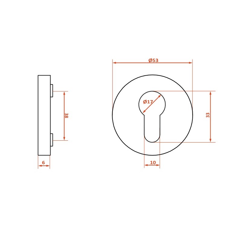 Rozety Okrągłe Wkładka Szyldy do Klamki Wewnętrznej Złote MALAGA