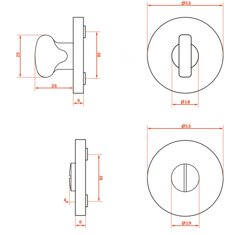 Rozety Okrągłe Wkładka Szyldy do Klamki Wewnętrznej Satyna Mat MALAGA WC Rozety Okrągłe Wkładka Szyldy do Klamki Wewnętrznej Satyna Mat MALAGA WC