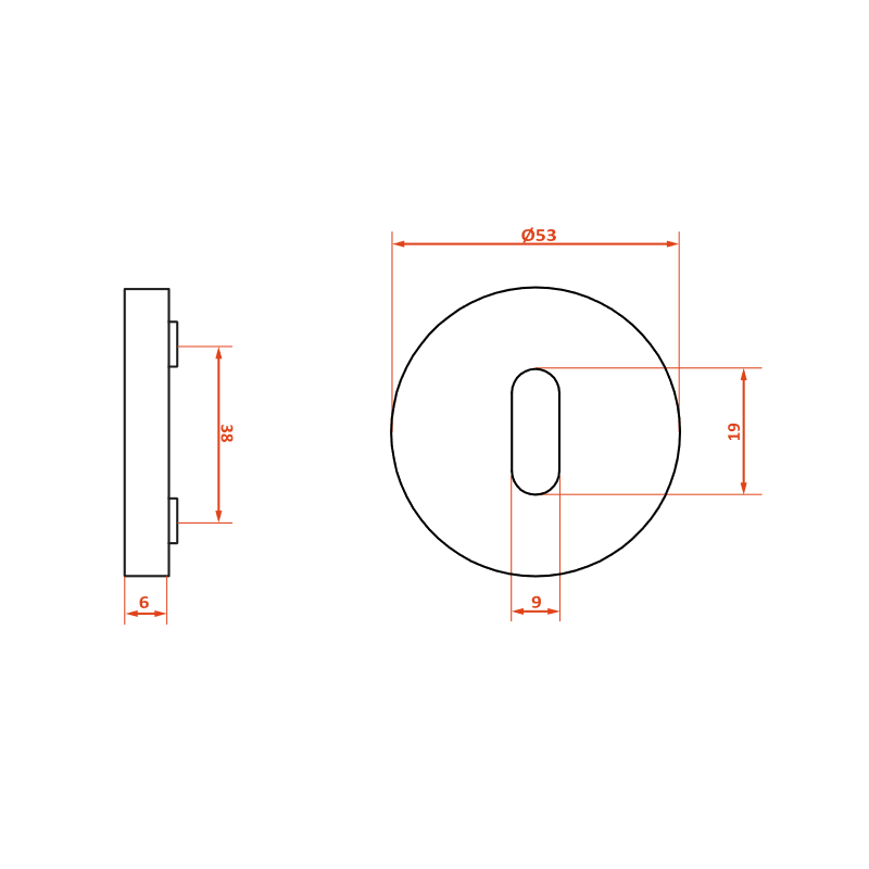 Rozety Okrągłe Klucz Szyldy do Klamki Wewnętrznej Czarny Mat MALAGA