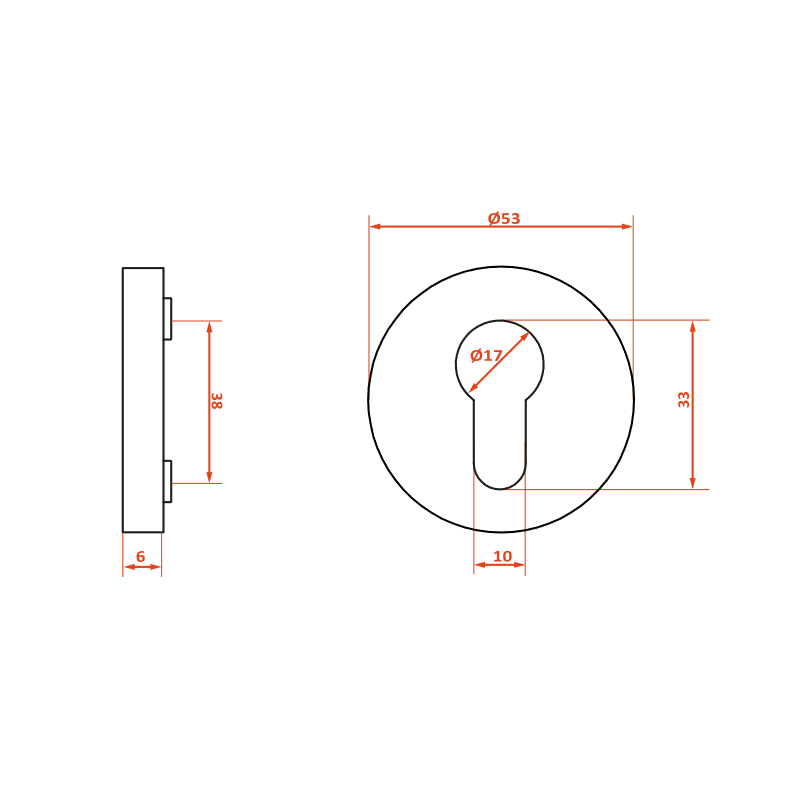 Rozety Okrągłe Wkładka Szyldy do Klamki Wewnętrznej Czarny Mat MALAGA