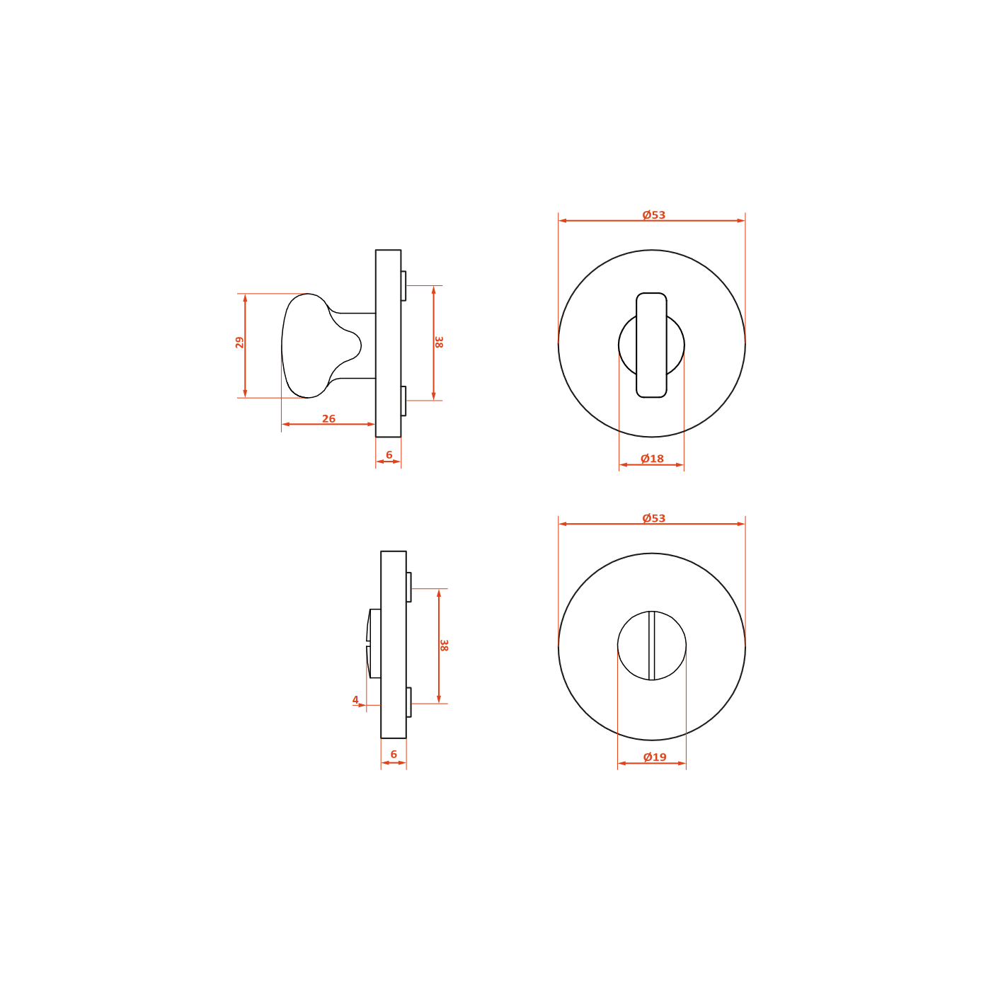 Rozety Okrągłe WC Szyldy do Klamki Wewnętrznej Czarny Mat MALAGA Rozety Okrągłe WC Szyldy do Klamki Wewnętrznej Czarny Mat MALAGA