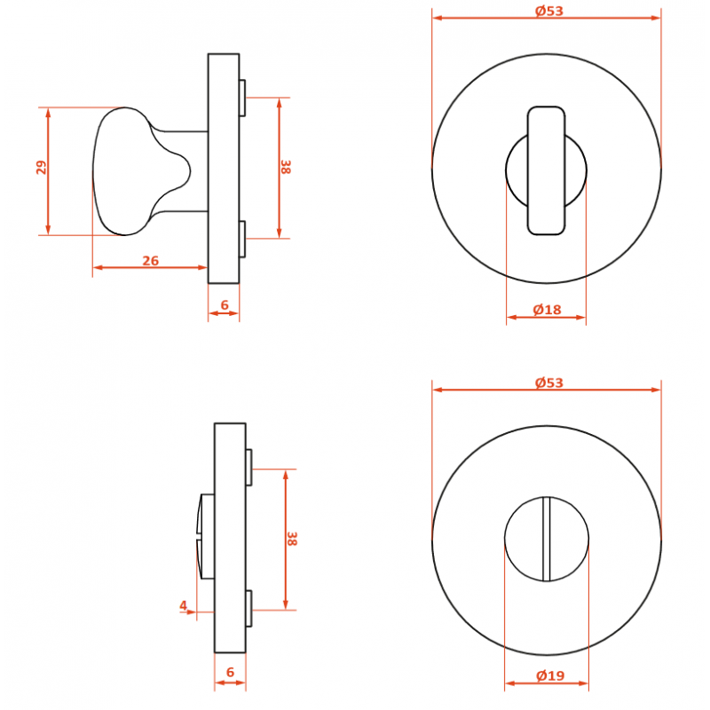 Rozety Okrągłe WC Szyldy do Klamki Wewnętrznej Czarny Mat MALAGA Rozety Okrągłe WC Szyldy do Klamki Wewnętrznej Czarny Mat MALAGA