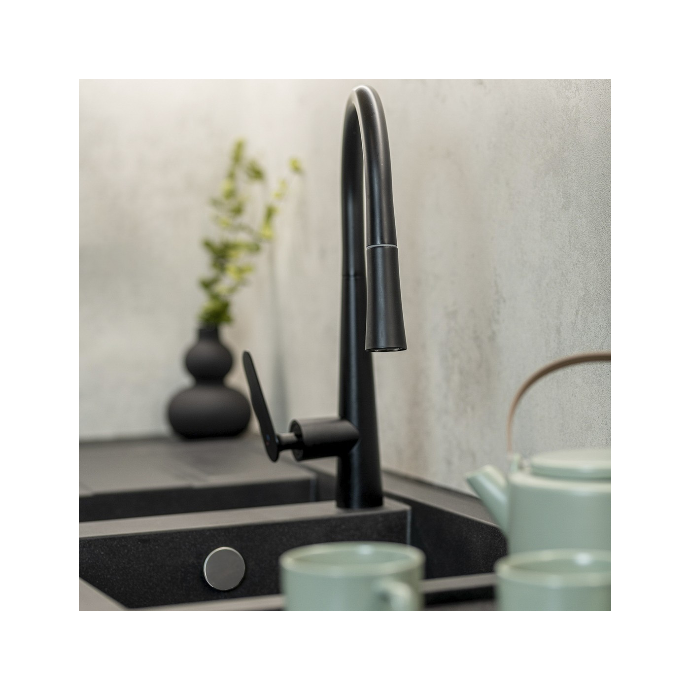 Bateria Zlewozmywakowa Bateria Kuchenna Stojąca Czarna NALDA Wyciagana Wylewka Bateria Zlewozmywakowa Bateria Kuchenna Stojąca Czarna NALDA Wyciagana Wylewka