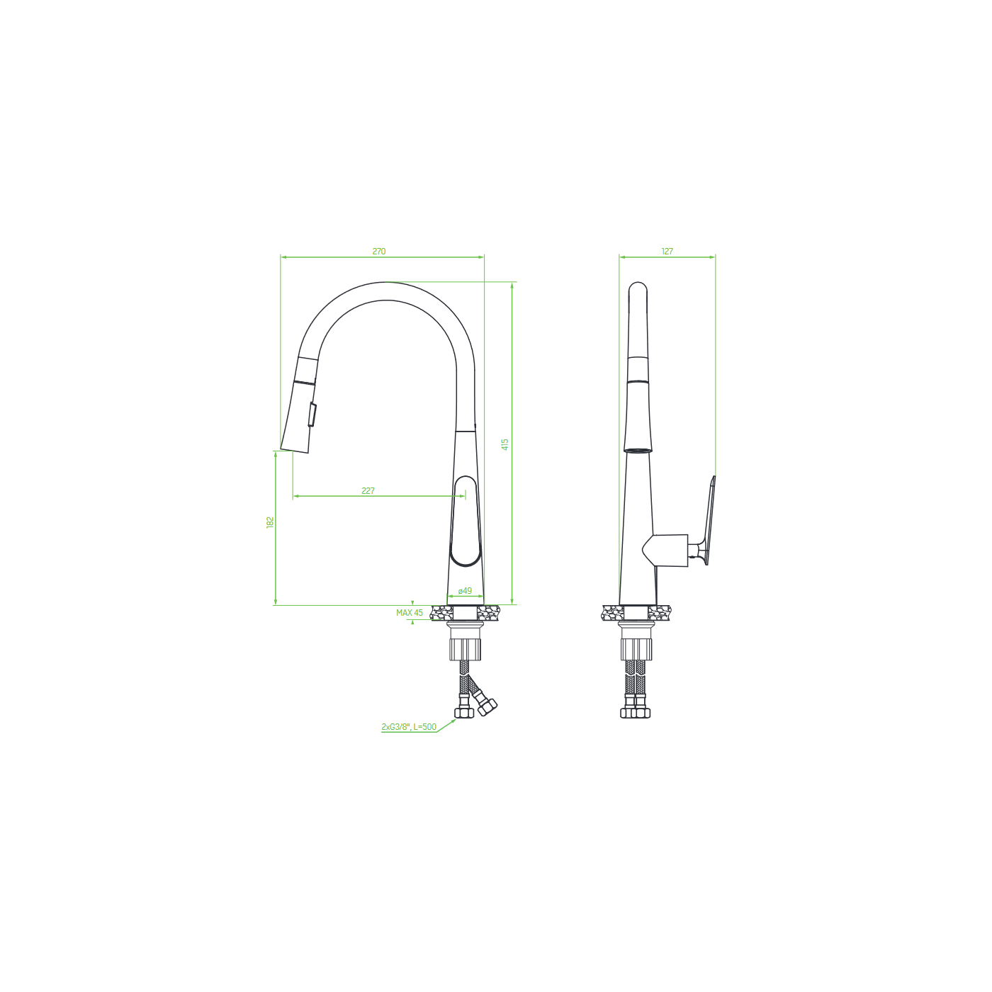 Bateria Zlewozmywakowa Bateria Kuchenna Stojąca Chrom NALDA Wyciagana Wylewka