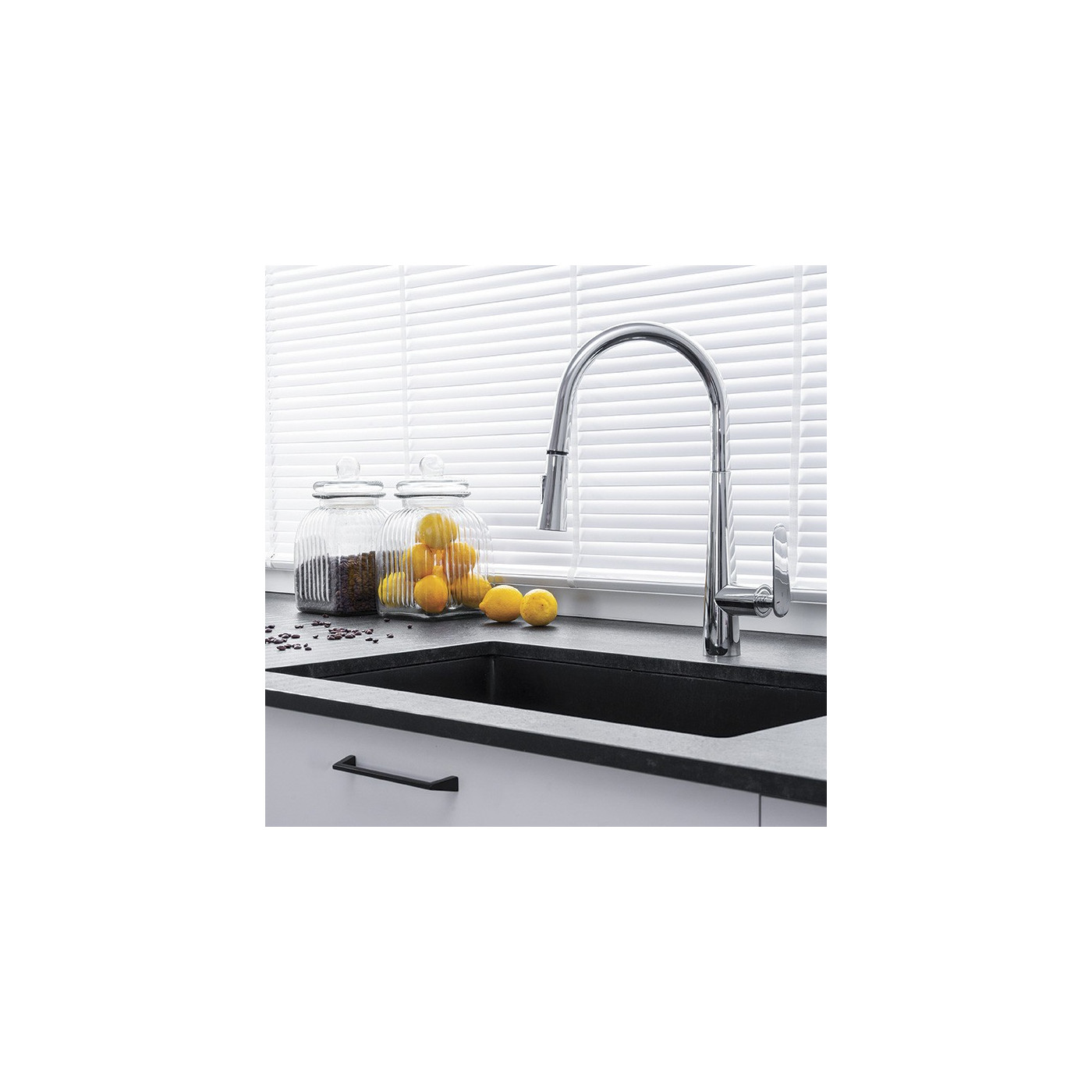 Bateria Zlewozmywakowa Bateria Kuchenna Stojąca Chrom NALDA Wyciagana Wylewka