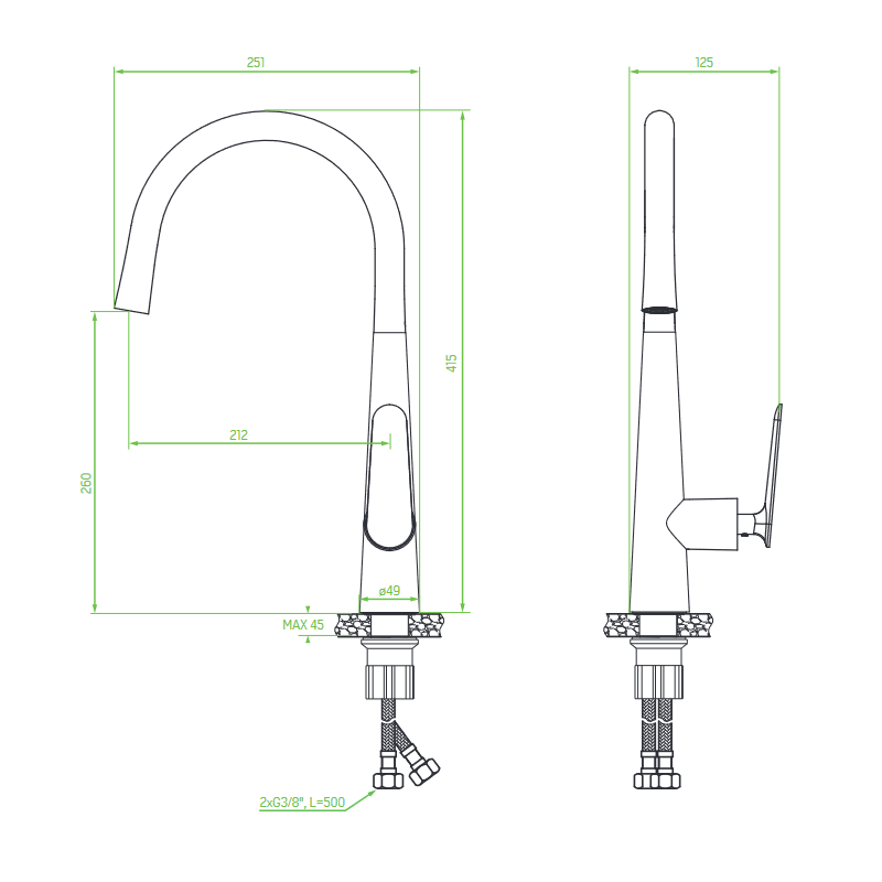 Bateria Zlewozmywakowa Bateria Kuchenna Stojąca NALDA Chrom Bateria Zlewozmywakowa Bateria Kuchenna Stojąca NALDA Chrom
