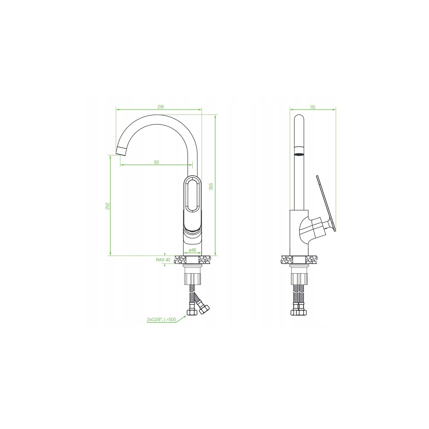 Bateria Zlewozmywakowa Bateria Kuchenna Stojąca TIERRA II Gatunek Bateria Zlewozmywakowa Bateria Kuchenna Stojąca TIERRA II Gatunek