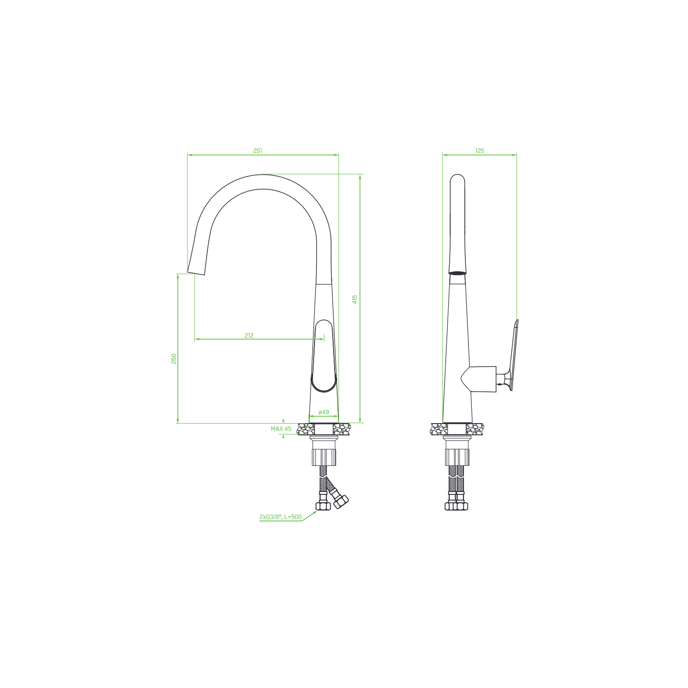 Bateria Zlewozmywakowa Bateria Kuchenna Stojąca NALDA Czarna II Gatunek