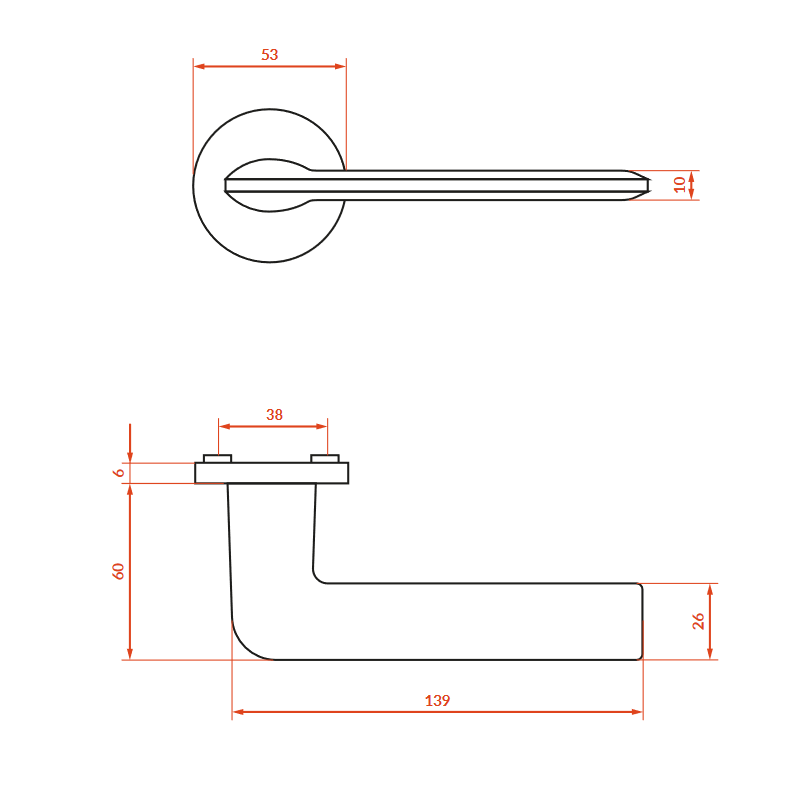 Klamka Wewnętrzna Klamka do Drzwi Wewnętrznych Czarne FIORE Klamka Wewnętrzna Klamka do Drzwi Wewnętrznych Czarne FIORE