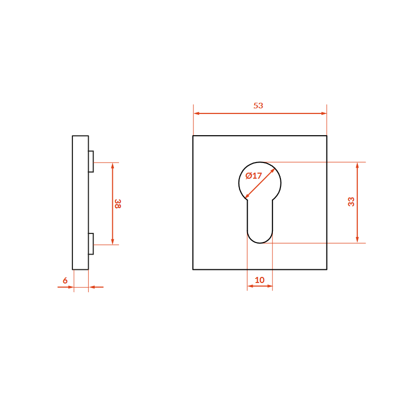 Rozety Kwadrat Wkładka Szyldy do Klamki Wewnętrznej Satyna FIORE