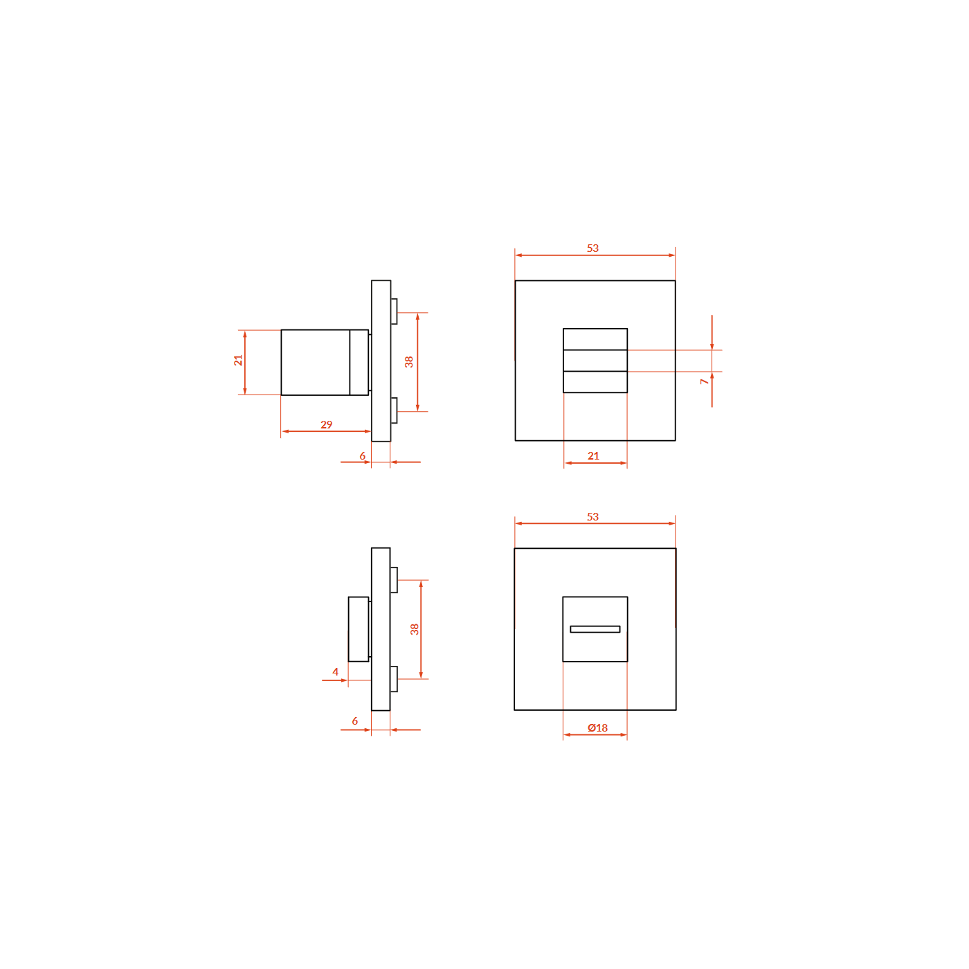 Rozety Kwadrat WC Szyldy do Klamki Wewnętrznej Satyna FIORE Rozety Kwadrat WC Szyldy do Klamki Wewnętrznej Satyna FIORE