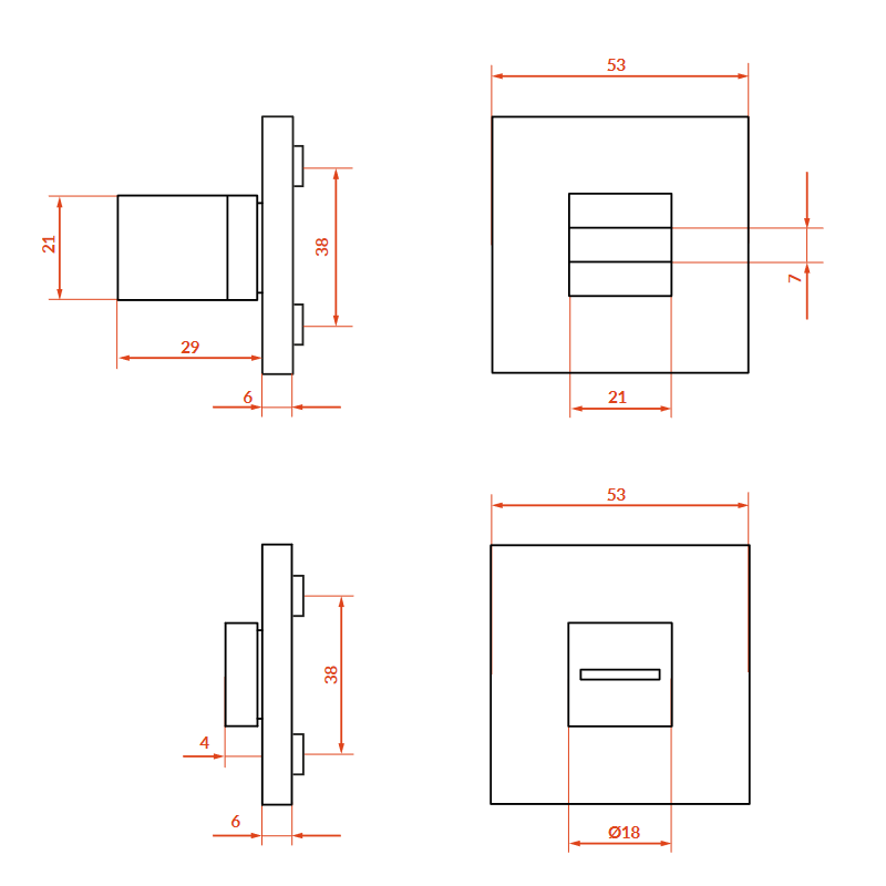 Rozety Kwadrat WC Szyldy do Klamki Wewnętrznej Satyna FIORE Rozety Kwadrat WC Szyldy do Klamki Wewnętrznej Satyna FIORE