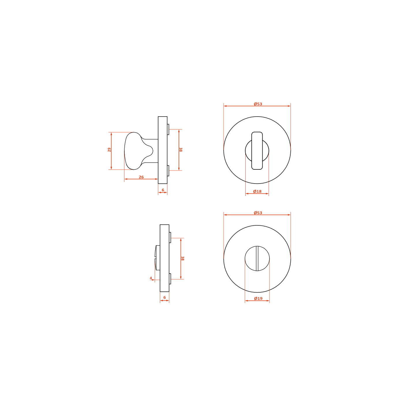 Rozety Okrągłe WC Szyldy do Klamki Wewnętrznej Grafit FIORE Rozety Okrągłe WC Szyldy do Klamki Wewnętrznej Grafit FIORE