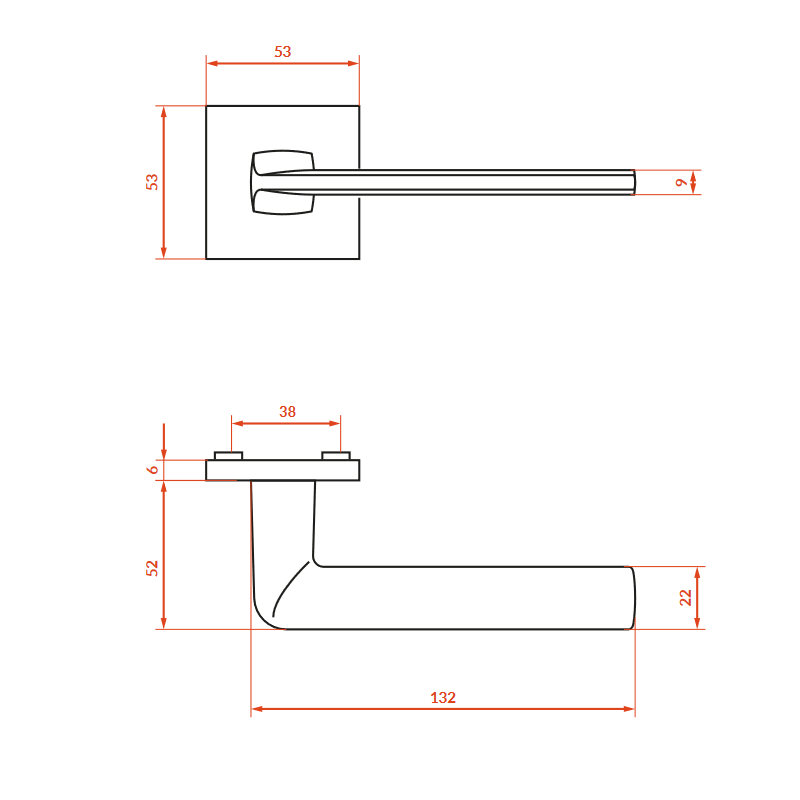 Klamka Wewnętrzna Klamka do Drzwi Wewnętrznych Czarna ZAMBIA