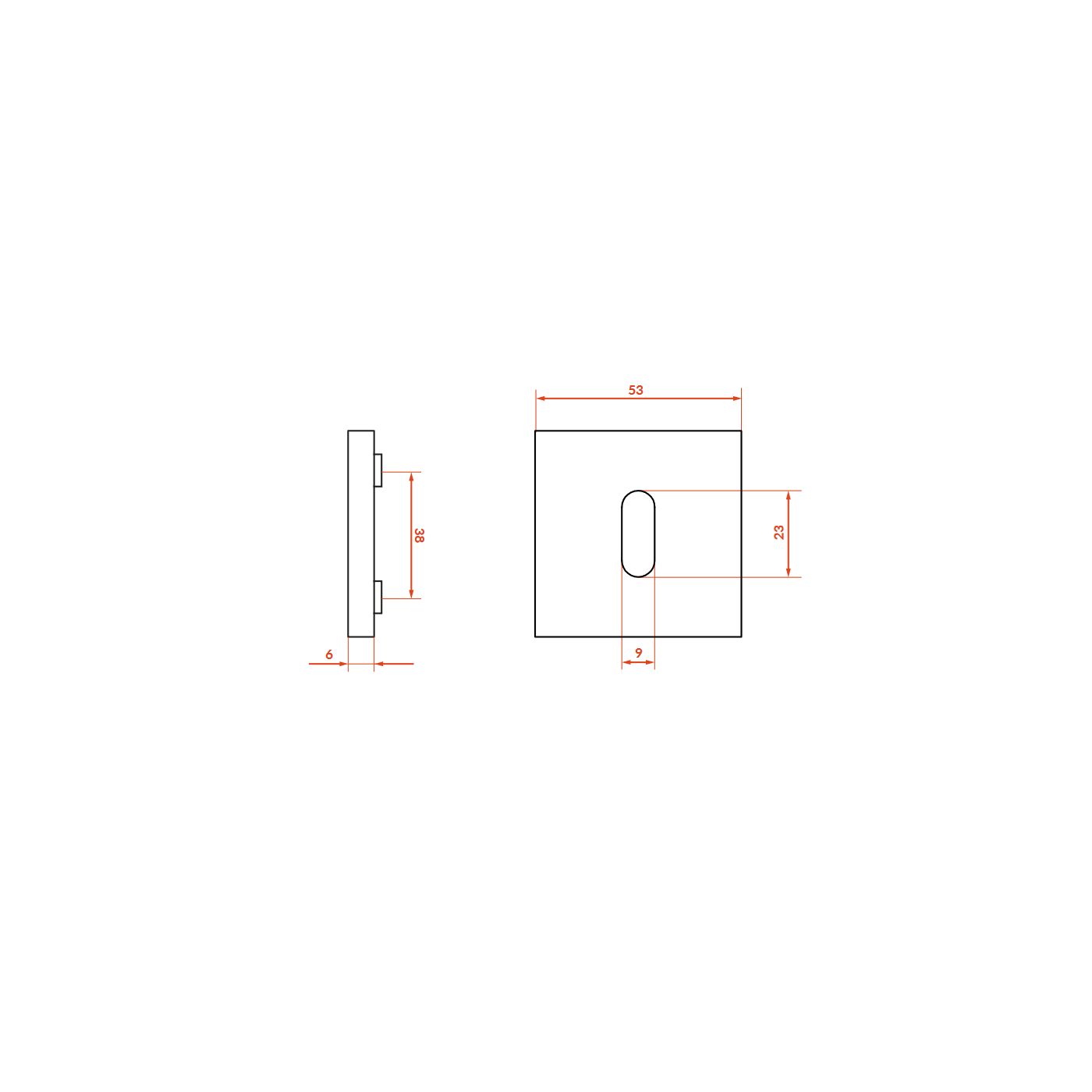Rozety Kwadrat Klucz Szyldy do Klamki Wewnętrznej ZAMBIA Satyna