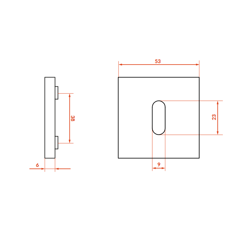 Rozety Kwadrat Klucz Szyldy do Klamki Wewnętrznej ZAMBIA Satyna