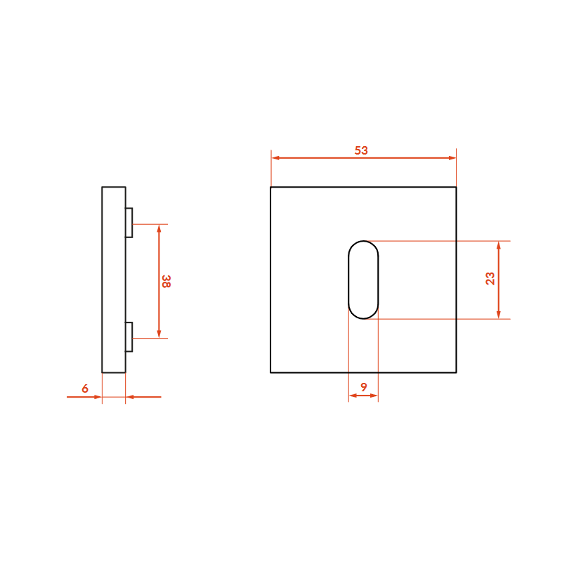 Rozety Kwadrat Klucz Szyldy do Klamki Wewnętrznej ZAMBIA