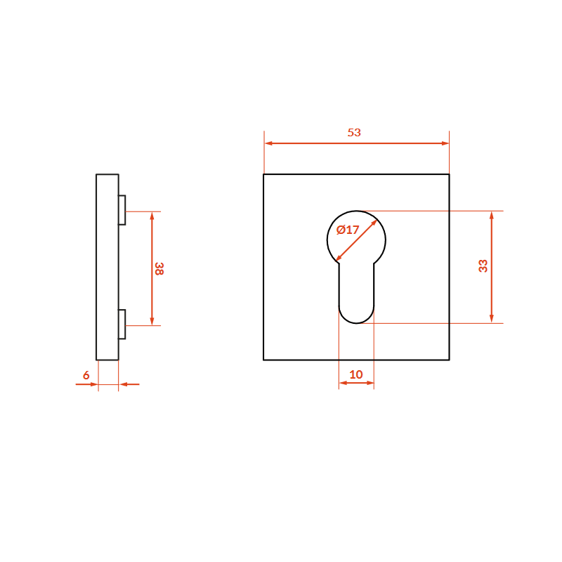 Rozety Kwadrat Wkładka Szyldy do Klamki Wewnętrznej ZAMBIA Rozety Kwadrat Wkładka Szyldy do Klamki Wewnętrznej ZAMBIA