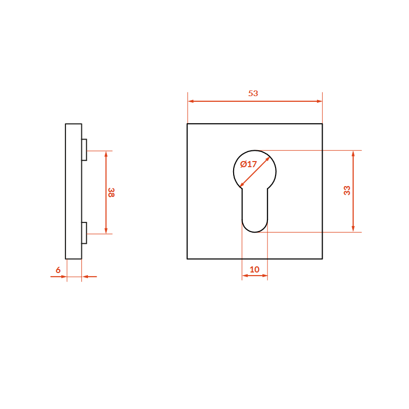 Rozety Kwadrat Wkładka Szyldy do Klamki Wewnętrznej ZAMBIA Satyna