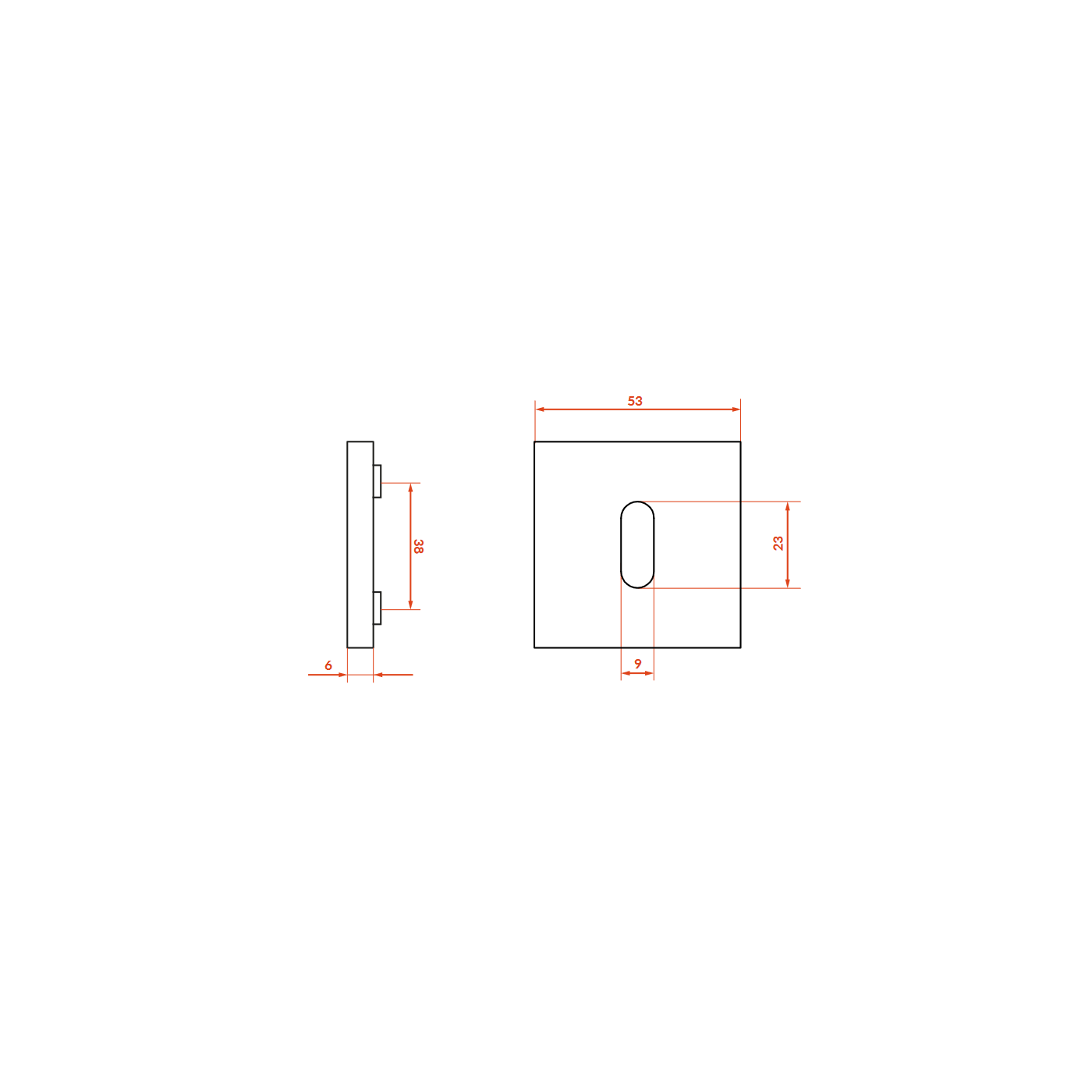 Rozety Kwadrat Klucz Szyldy do Klamki Wewnętrznej ZAMBIA Grafit