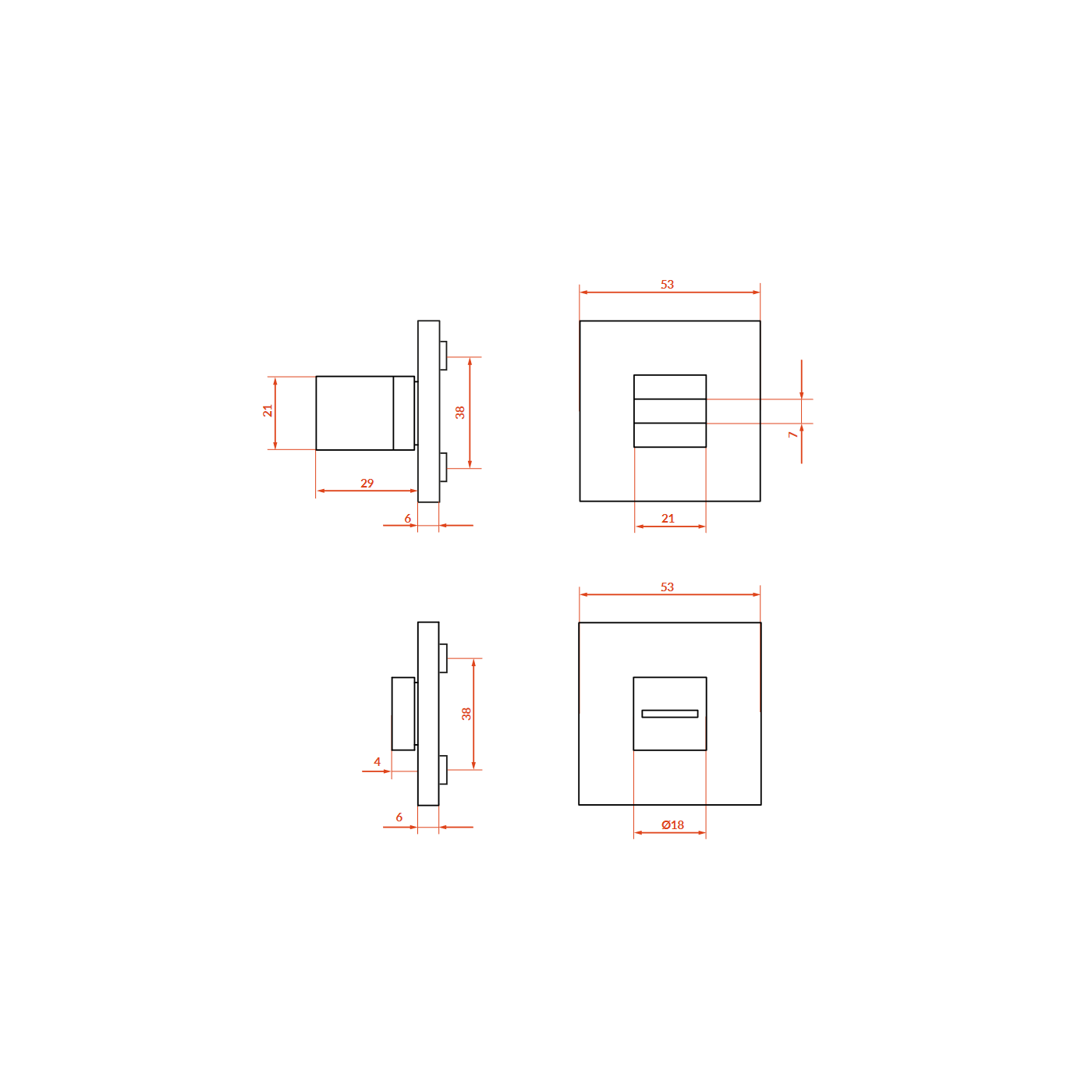 Rozety Kwadrat WC Szyldy do Klamki Wewnętrznej Grafit ZAMBIA Rozety Kwadrat WC Szyldy do Klamki Wewnętrznej Grafit ZAMBIA