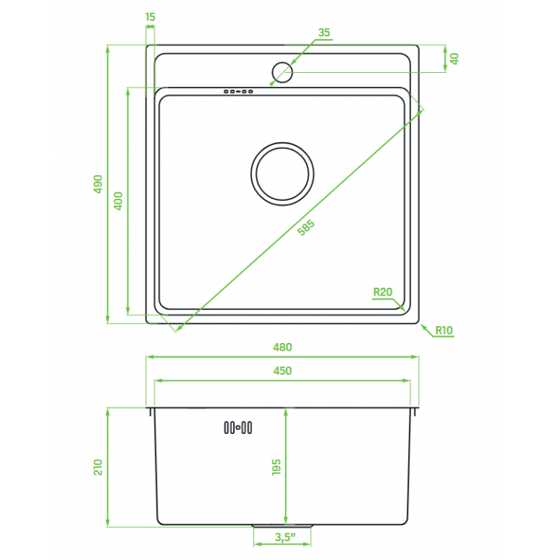 Zlewozmywak Jednokomorowy Zlew Stalowy z Syfonem BESOS INOX