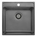 Zlewozmywak Jednokomorowy Zlew Stalowy z Syfonem BESOS Grafit Len