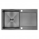 Zlew Zlewozmywak Jednokomorowy z Ociekaczem  Stalowy z Syfonem Grafit Marmara