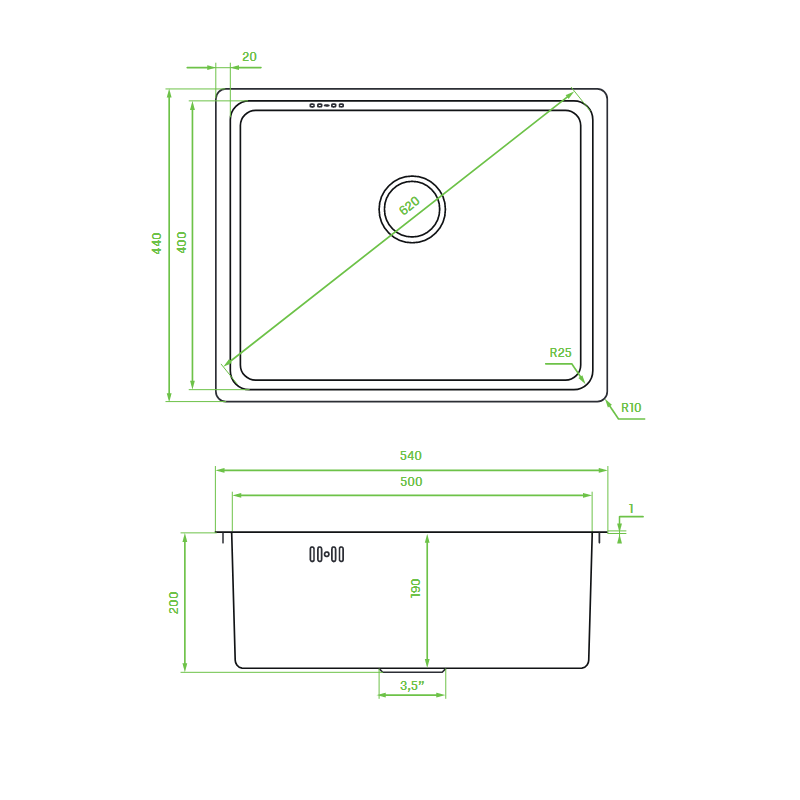Zlewozmywak Jednokomorowy Zlew Stalowy Podwieszany ADEN Złoty Zlewozmywak Jednokomorowy Zlew Stalowy Podwieszany ADEN Złoty
