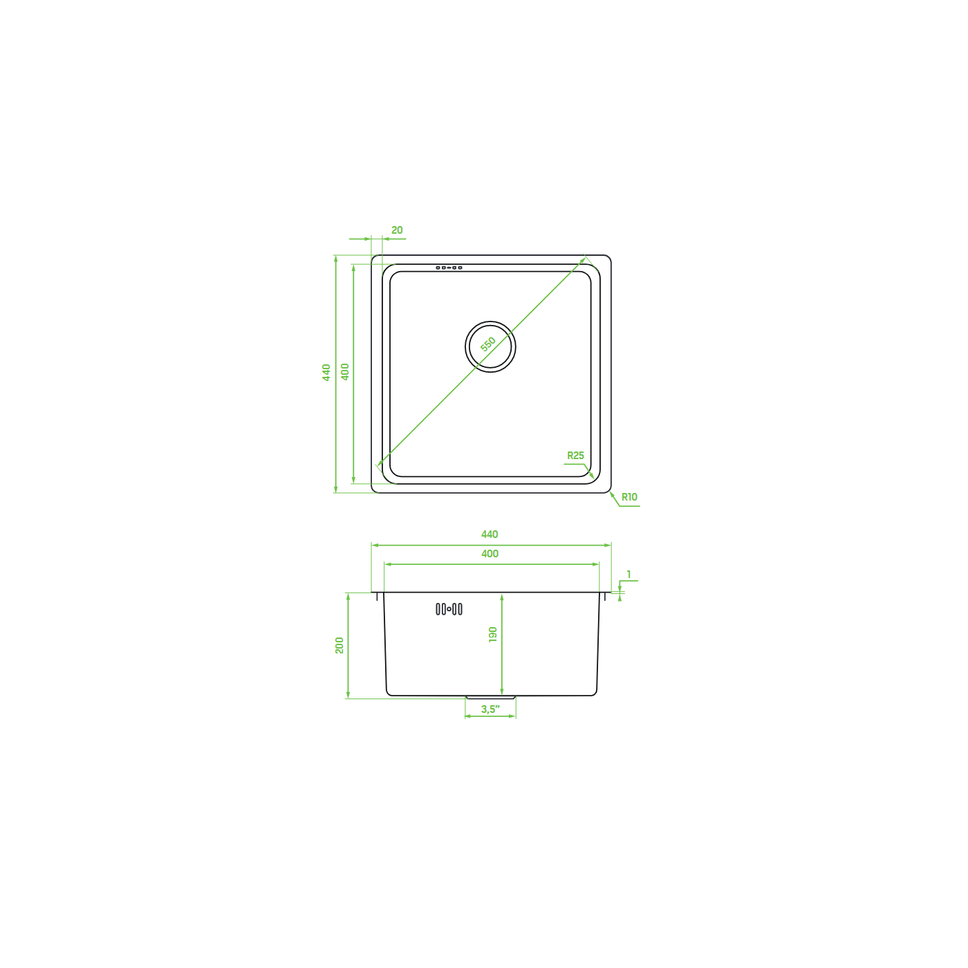 Zlewozmywak Jednokomorowy Zlew Stalowy Podwieszany ADEN Inox