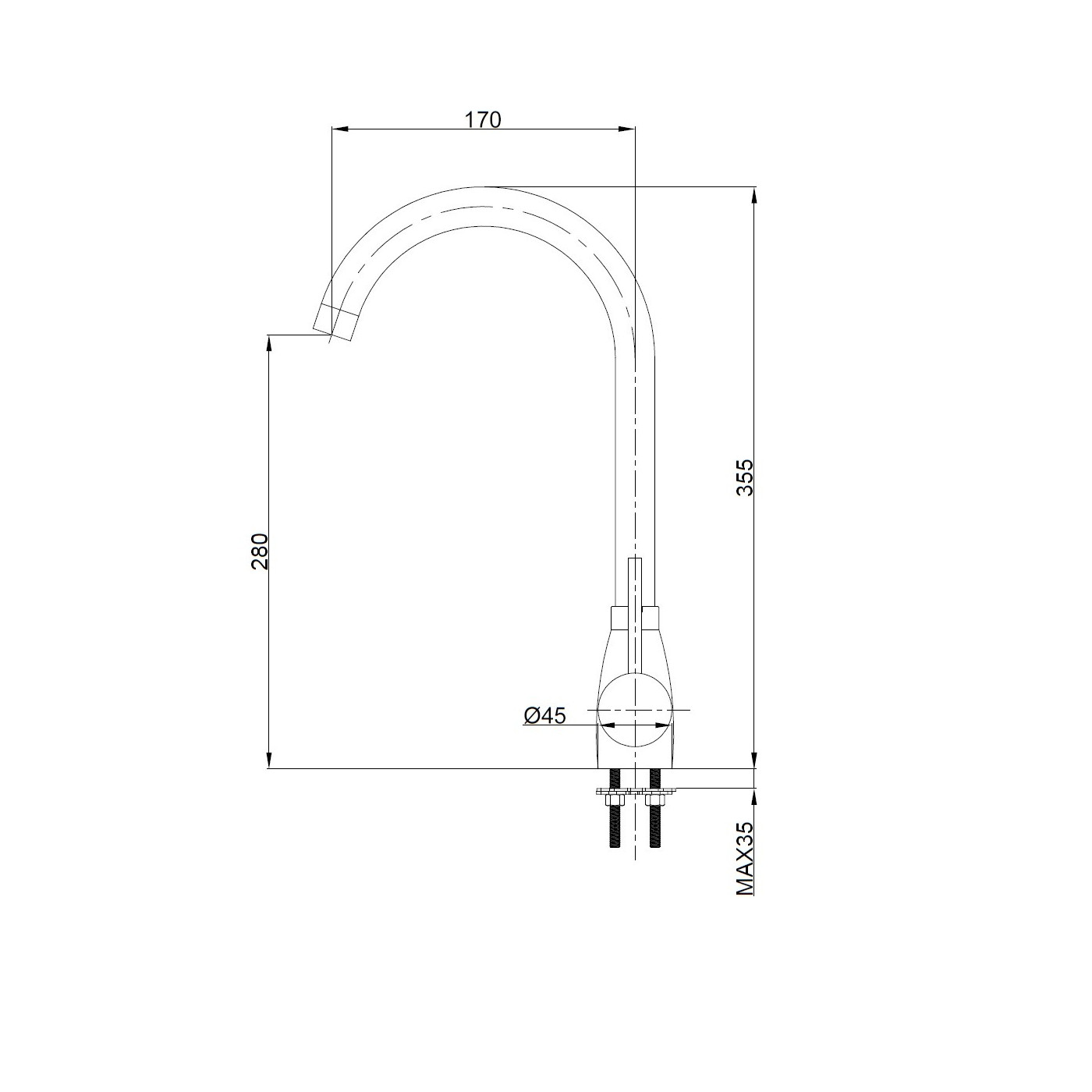 Bateria Zlewozmywakowa Stojąca z Wylewką U Bateria Zlewozmywakowa Stojąca z Wylewką U