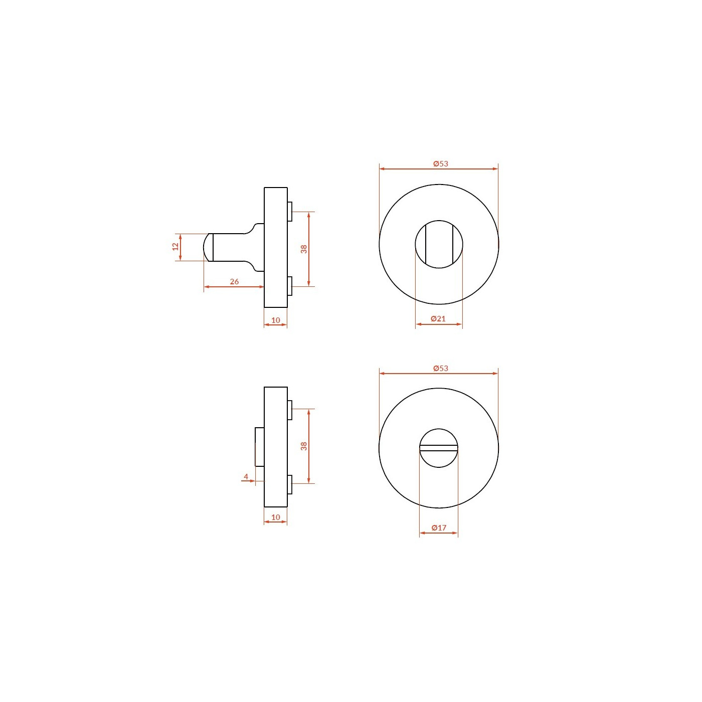 Rozety Okrągłe WC Szyldy do Klamki Wewnętrznej Satyna Mat Rozety Okrągłe WC Szyldy do Klamki Wewnętrznej Satyna Mat