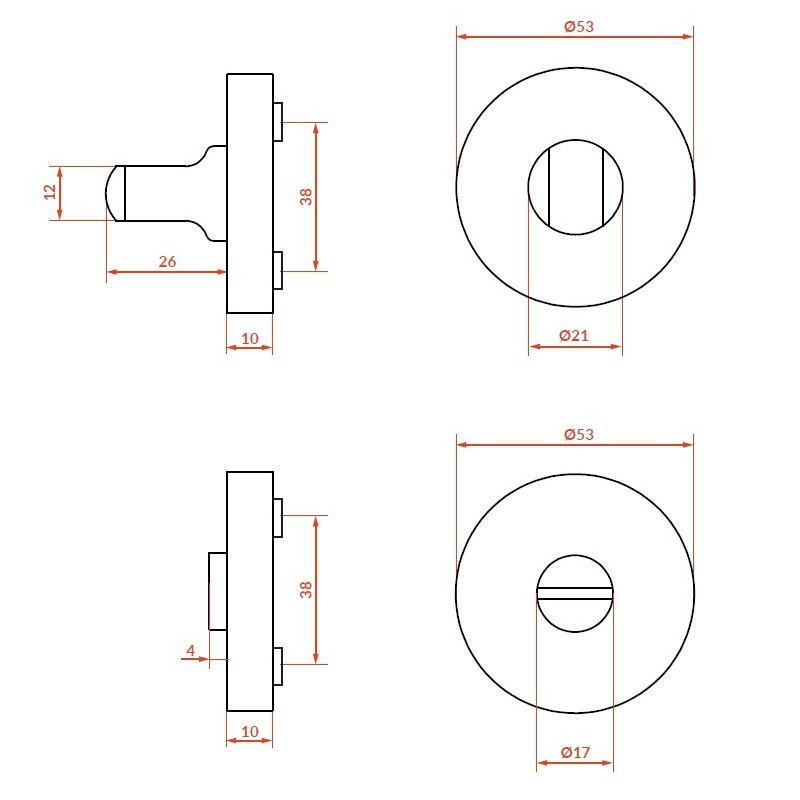 Rozety Okrągłe WC Szyldy do Klamki Wewnętrznej Satyna Mat Rozety Okrągłe WC Szyldy do Klamki Wewnętrznej Satyna Mat